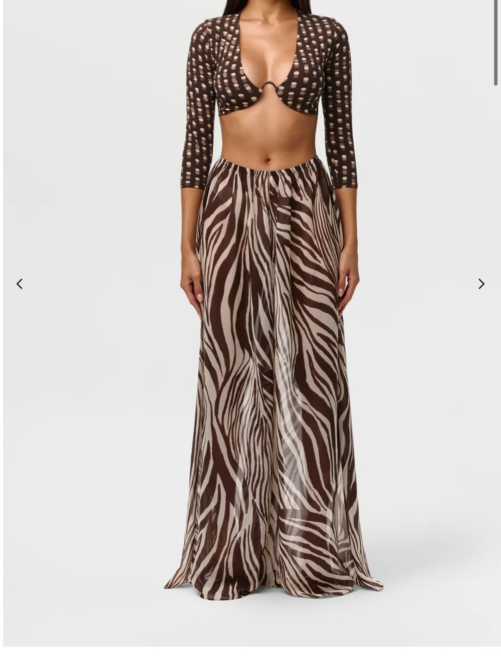 Naked Wardrobe Zebra Chiffon Wide Leg Pants
